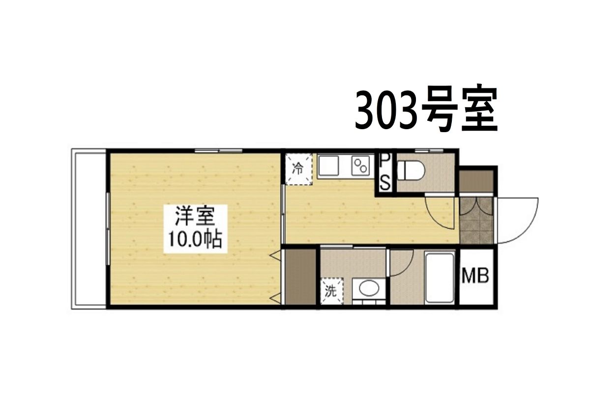 Kマンスリー岡山城前【岡山駅東口前】の間取画像。