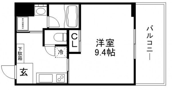 洋室9.4帖ありますので広々とご利用いただけます。