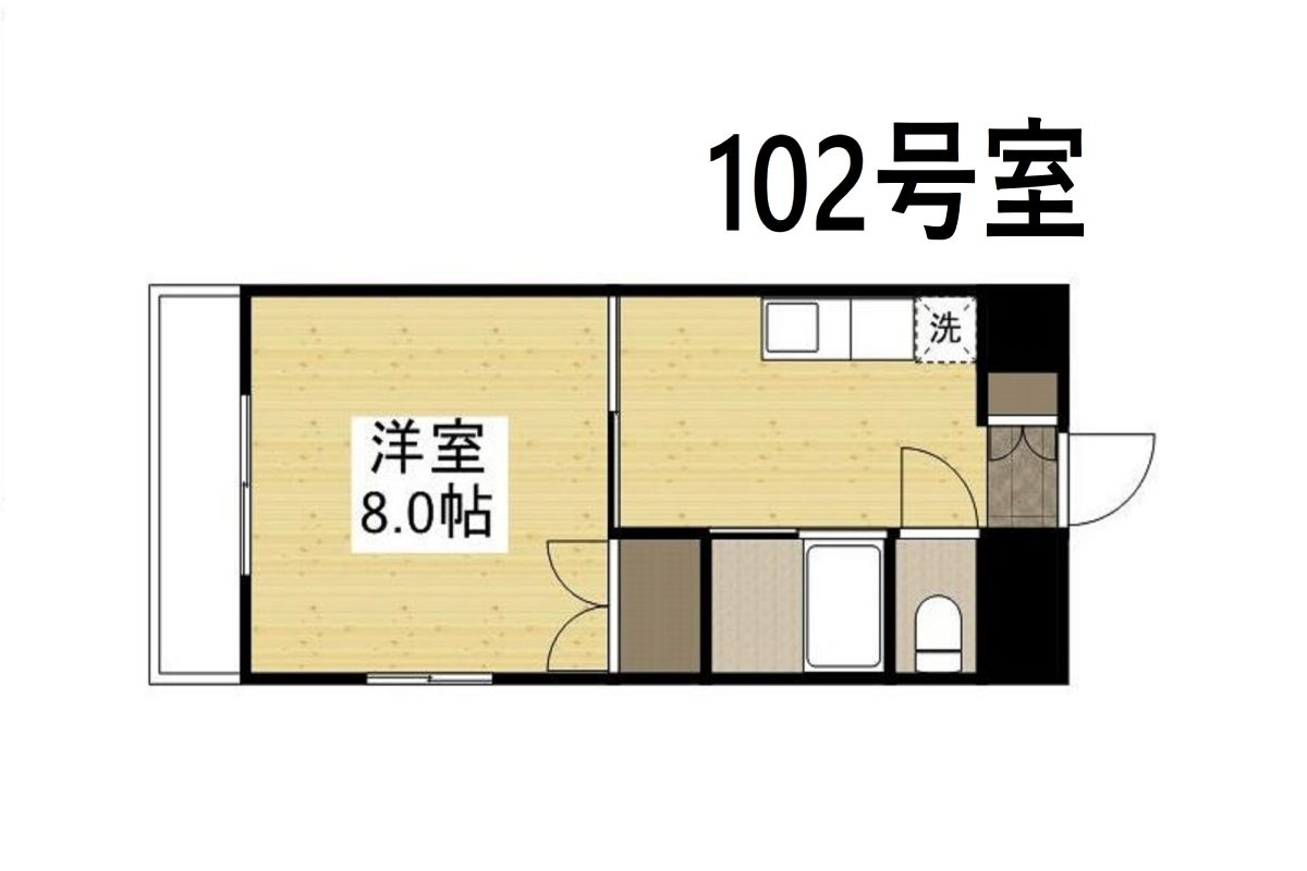 洋室7帖の1Kタイプのお部屋になります。オール電化、お洒落な照明付きのお部屋です。岡山駅まで徒歩3分の好立地です。
